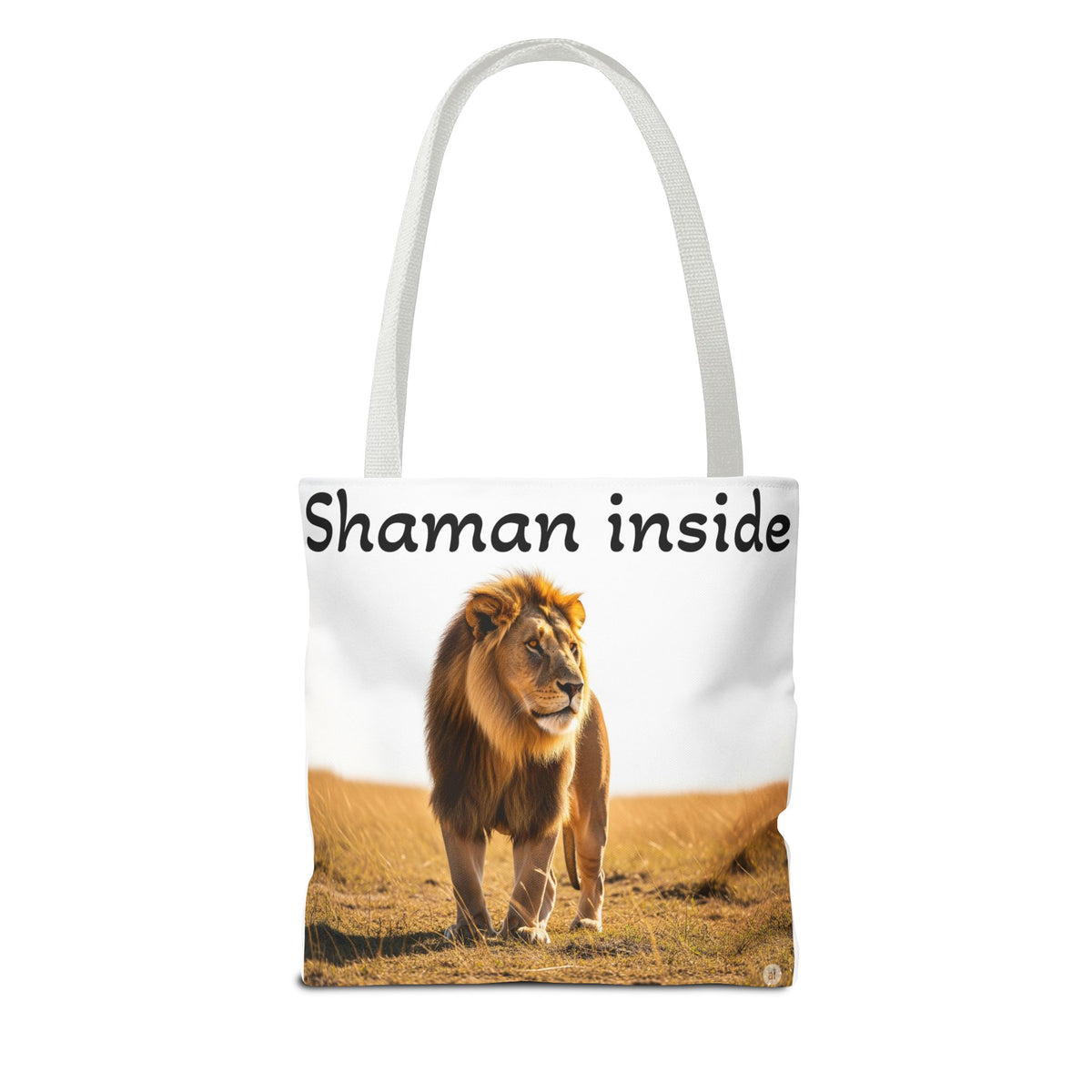 Tote Bag — Borsa in tela "Shaman Inside" con stampa di leone, per amanti degli animali e sciamani