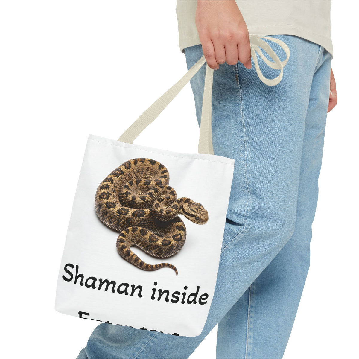 Shaman Inside Snake Adder Tote Bag – Spiritual Animal Totem Canvas Tote