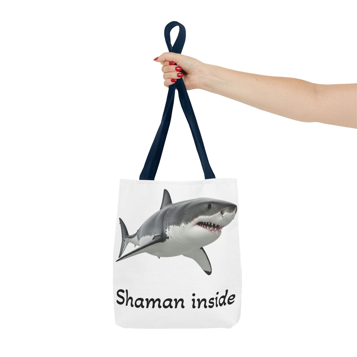 Shaman Inside Shark Tote Bag — Funny Spiritual Ocean Animal Tote