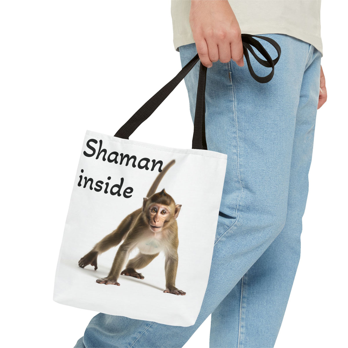 Borsa Tote Shaman Inside Monkey — Simpatica stampa di animale spirituale