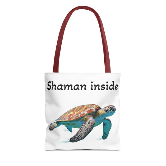 Shaman Inside Sea Turtle Tote Bag — Spiritual Beach Canvas Tote