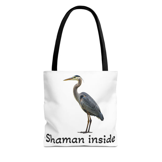 Heron 'Shaman Inside' Tote Bag — Spiritual Wildlife Canvas Tote