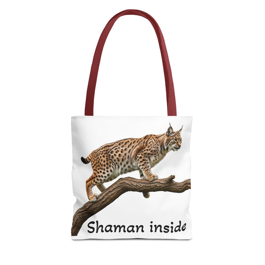 Borsa tote Lince 'Shaman Inside' - Borsa in tela con spirito guida animale selvatico