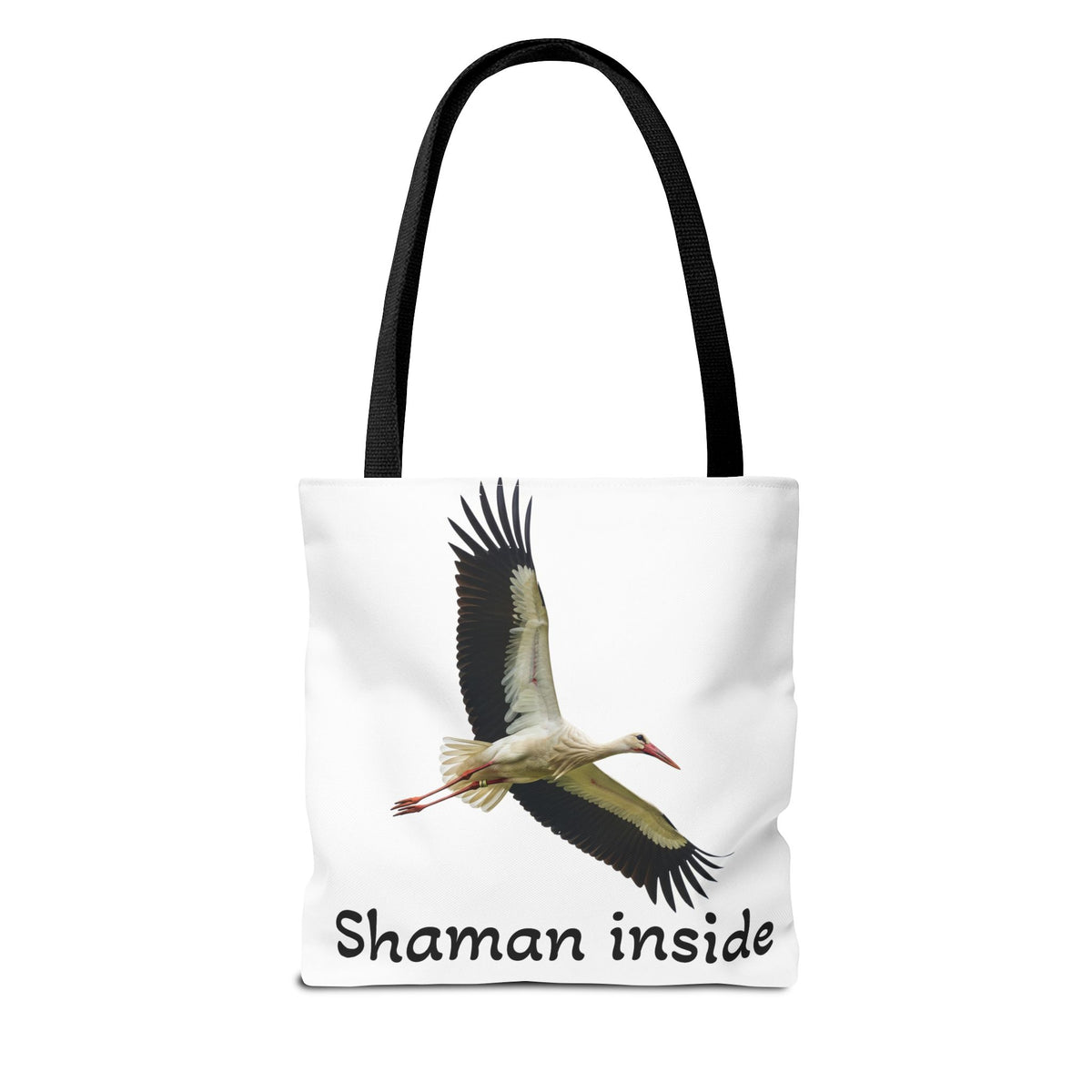 Borsa tote Shaman Inside Crane — Borsa tote spirituale con cicogna in volo per sciamani e guaritori