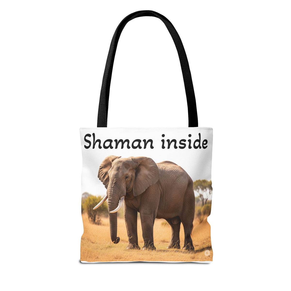 Borsa shopper "Shaman Inside Elephant" — Borsa in tela con stampa di animale spirituale