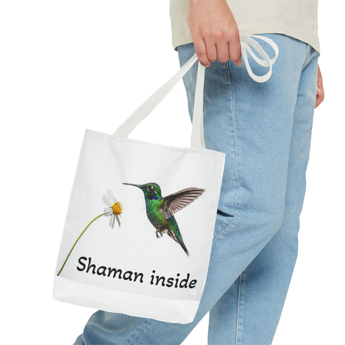 Borsa tote 'Shaman Inside' con colibrì — Shopper dallo spirito naturale