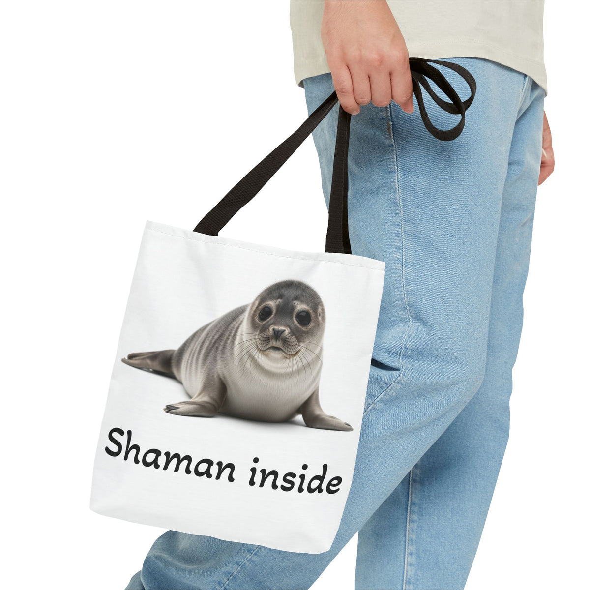 Borsa tote Shaman Inside Seal — Stampa con animale spirituale carino